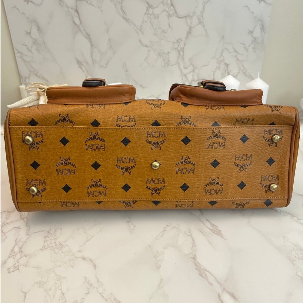 MCM Vintage Top Handle Satchel / Tote Cognac Visetos Monogram Pre-Owned - Picture 7 of 13